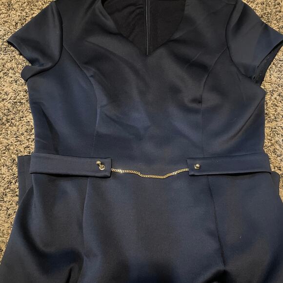 Ellen Tracy Navy Scuba Knit Sheath Dress Size 8 - Picture 5 of 7